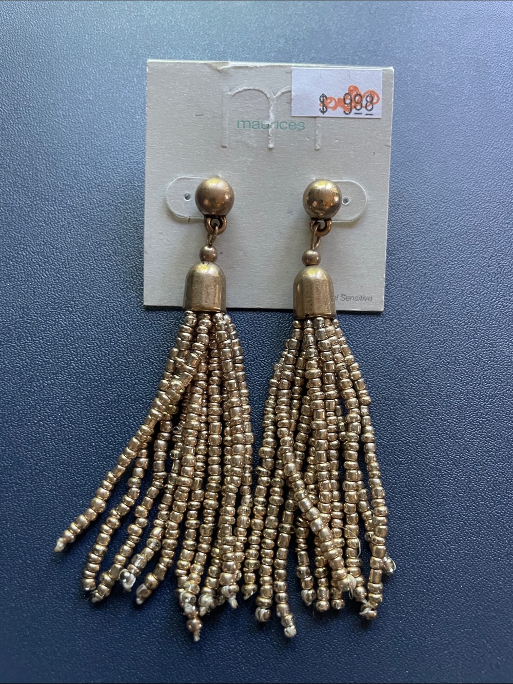 Maurices Metallic Gold Beaded Tassel Earrings